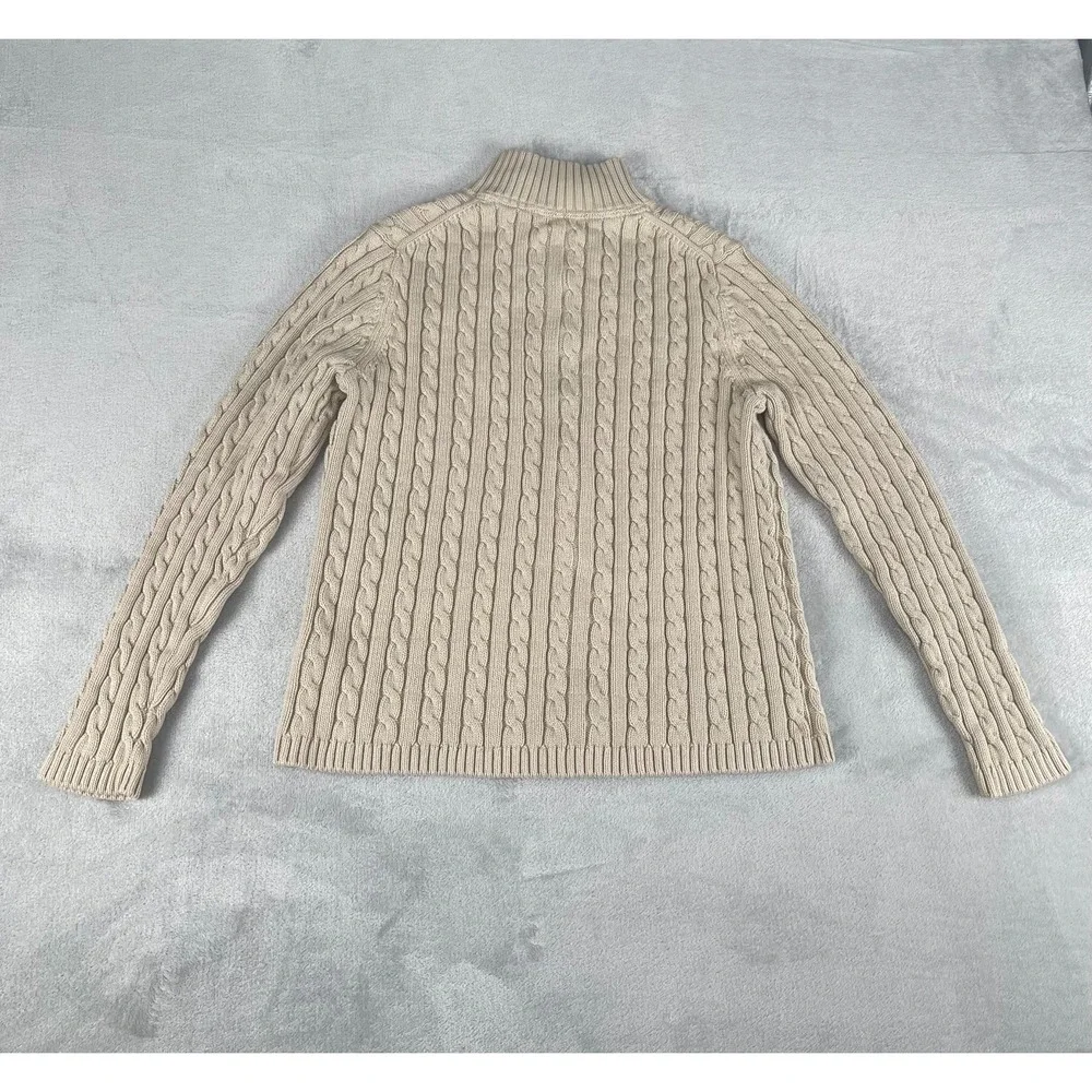 L.L. Bean Plus Size XL Woman's 100% Cotton Full Zip Cardigan Light Beige